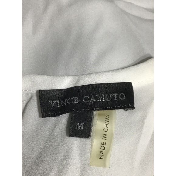 Vince Camuto Cream Sleeveless Keyhole Pleated Top MED - Picture 7 of 7